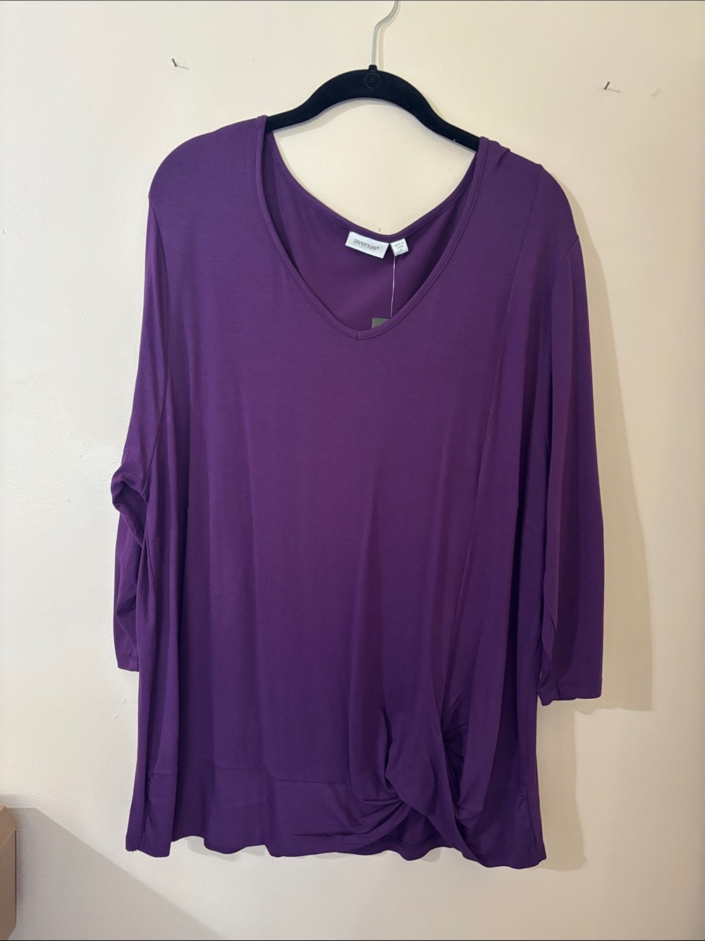 Avenue Purple V-Neck Twist Hem Tunic